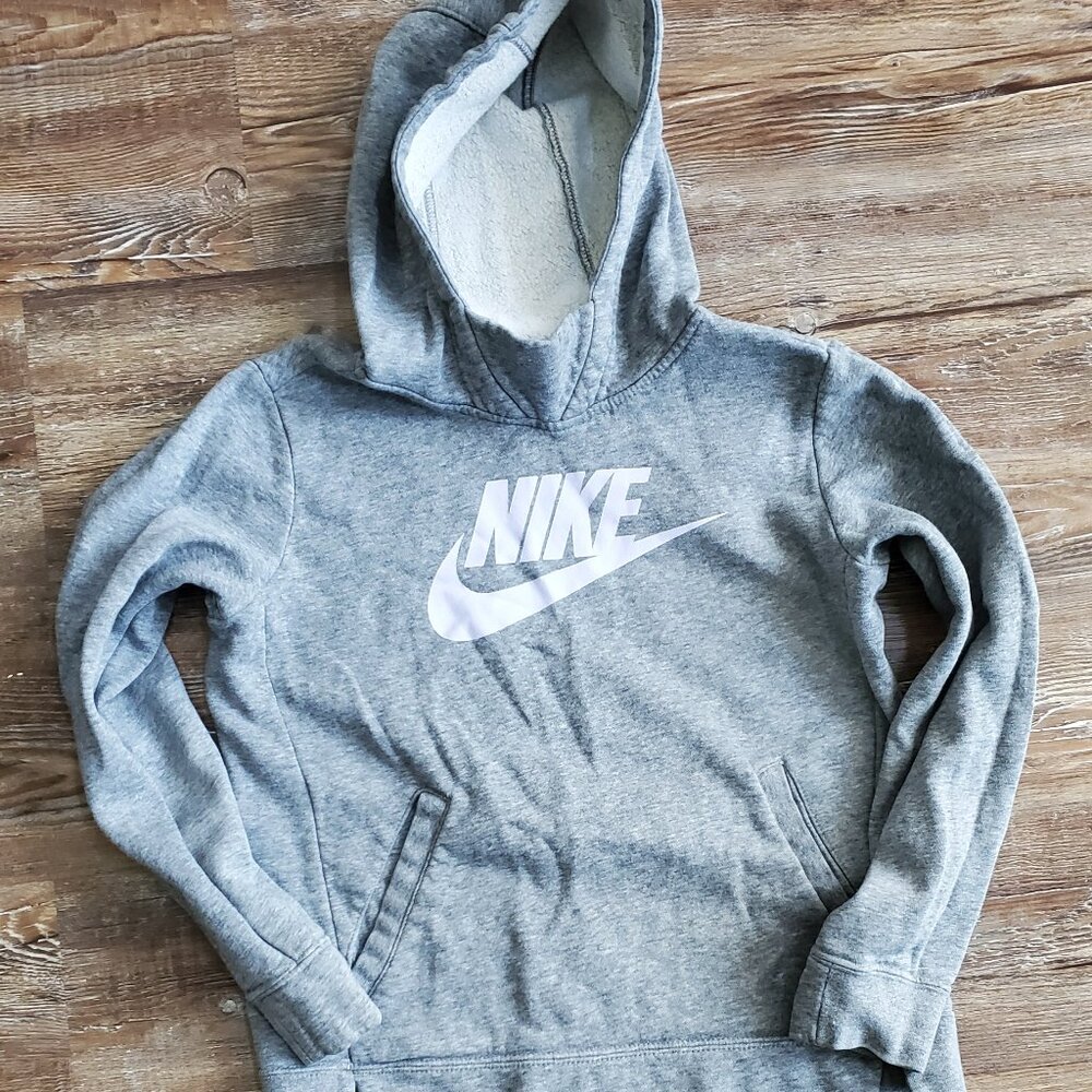 Nike Sportswear Youth Girl's Pullover Hoodie Gray Size Medium Lilac Logo